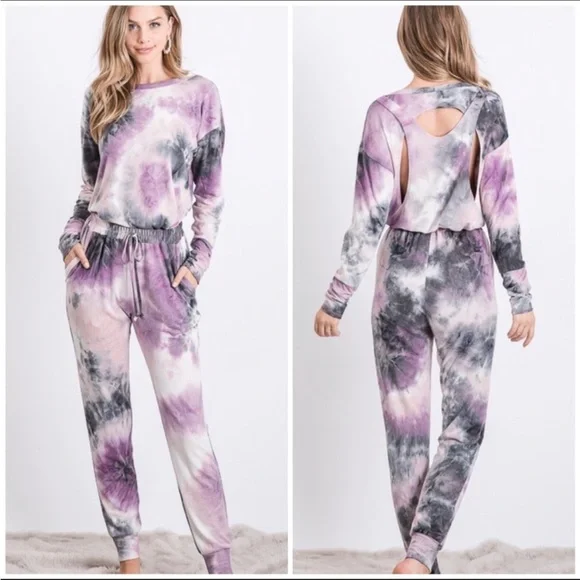 Cozy “First Love” Vivid Tie Dye Slim Fit Joggers - Picture 3 of 3